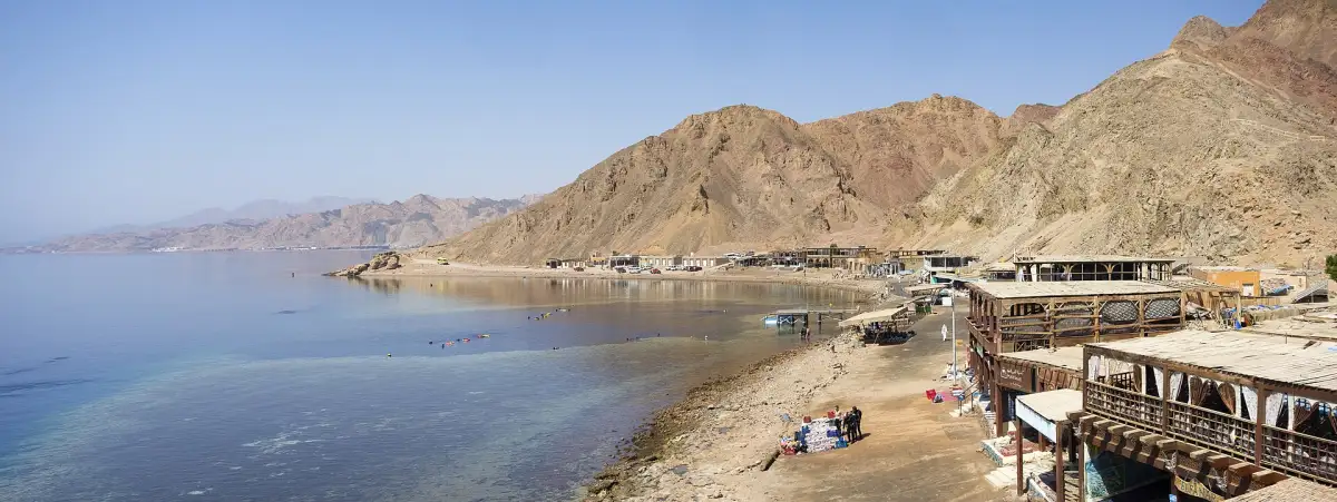 Panorama of the Blue Hole coast in Dahab