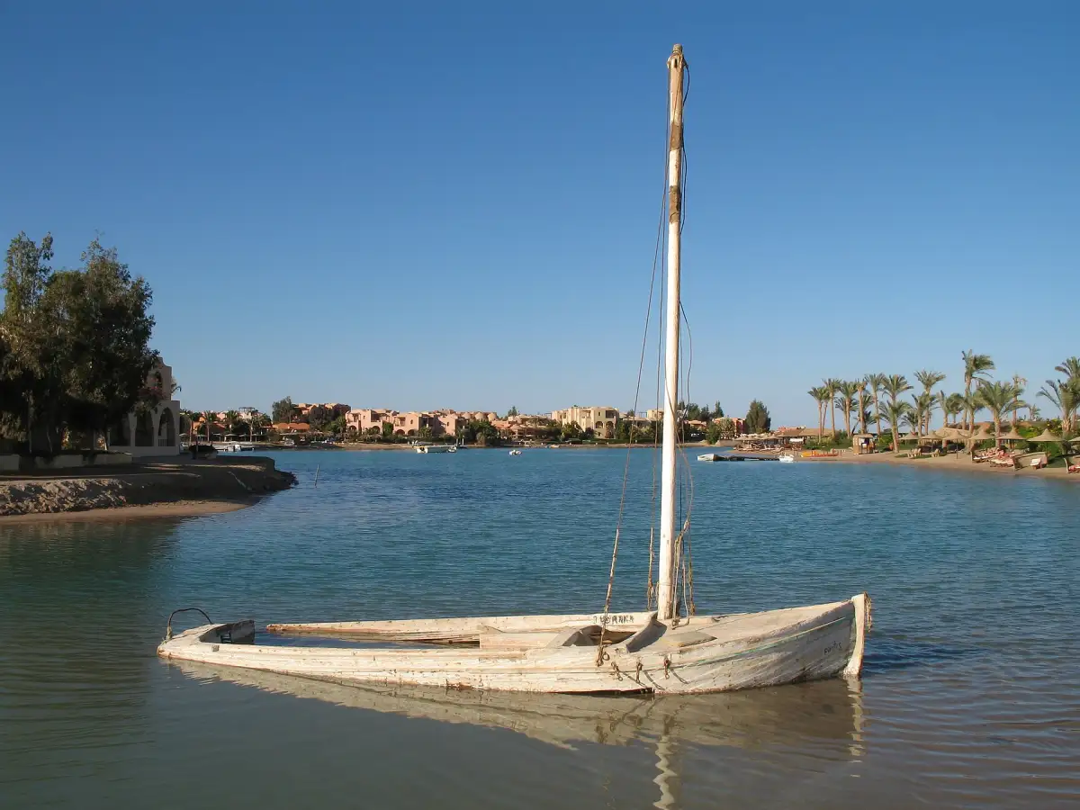 An old sailing boat in the lagoons of El Gouna