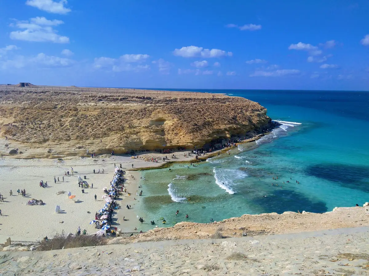 Agiba beach seen from the cliff top